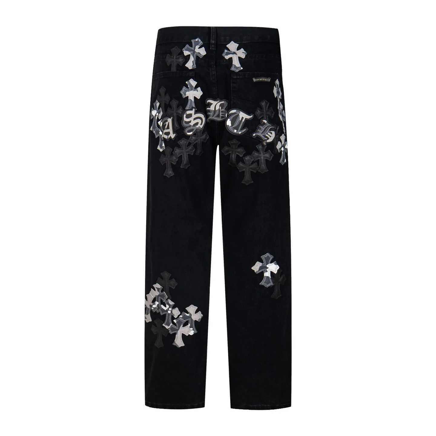 P260 💰 (Top version) Chrome hearts washed jeans with black multi-leather elements and full details. It truly restores the ultimate texture of Vintage. Three-dimensional version. Loose and comfortable, not picky about the figure. It looks taller and slimmer. Factory precision. Original factory quality control. Same style for men and women. Can be matched with couples. Versatile recommendation. Must-have jeans for all seasons. Fashionistas have been disappointed. From the quality selection of fabrics, the tailoring of details, and the matching of patterns, they are all impeccable! The upper body is so handsome when worn...it can be easily worn by men, women and children! The craftsmanship is made of heavy-duty washed pure cotton denim fabric. After washing, it is soft and thick. It is very stylish when worn on the body. Color: black Size: 28-30-32-34-36 (corresponding to S-M-L-XL-XXL)